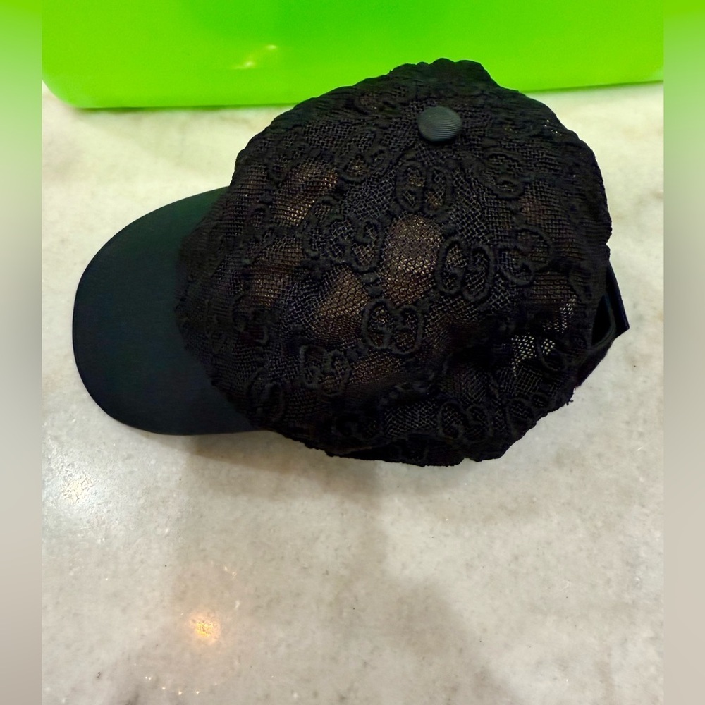 Gucci Black Lace Mesh Baseball Hat Size XL - Picture 9 of 13